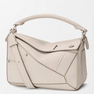 Loewe Panta Puzzle Small Bag in Light Ghost Calfskin