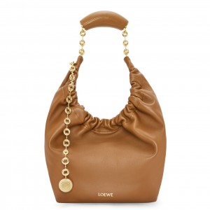 Loewe Small Squeeze Bag in Brown Nappa Lambskin 