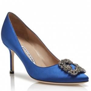 Manolo Blahnik Blue Satin Hangisi 70mm Pumps