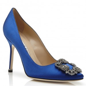 Manolo Blahnik Blue Satin Hangisi 105mm Pumps 