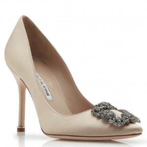 Manolo Blahnik Champagne Satin Hangisi 105mm Pumps 