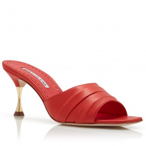 Manolo Blahnik Picoux 70mm Sandals In Red Lambskin