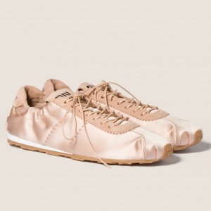 Miu Miu Plume Sneakers in Powder Pink Satin