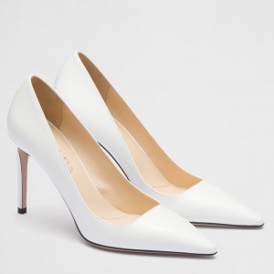 Prada Pumps 95mm in White Patent Leather