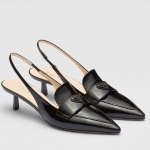 Prada Slingback Pumps 45mm in Black Patent Calfskin