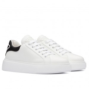 Prada Women's Sneakers With Black Triangle Logo Heel