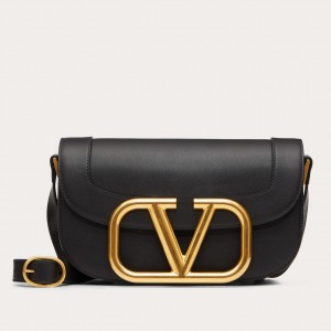 Valentino Supervee Crossbody Bag In Black Leather