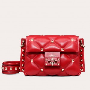 Valentino Mini Candystud Crossbody Bag In Red Lambskin