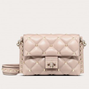 Valentino Small Candystud Crossbody Bag In Poudre Lambskin
