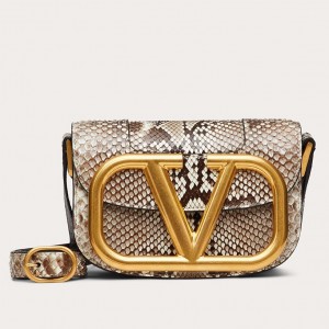 Valentino Small Supervee Crossbody Bag In Embossed Python Leather