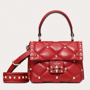 Valentino Candystud Mini Handbag In Red Lambskin