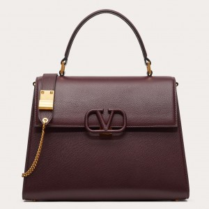 Valentino Vsling Handbag In Bordeaux Grainy Calfskin