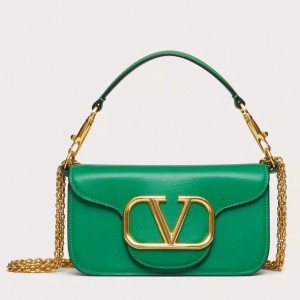 Valentino Loco Small Shoulder Bag In Green Calfskin