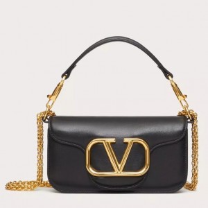 Valentino Loco Small Shoulder Bag In Black Calfskin