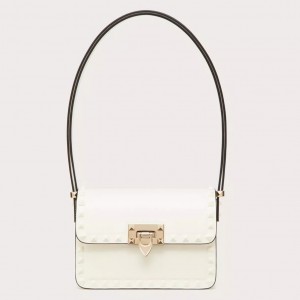 Valentino Rockstud23 Small Shoulder Bag in White Calfskin