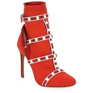 Valentino Red Cage Rockstud Sock Bootie 105mm