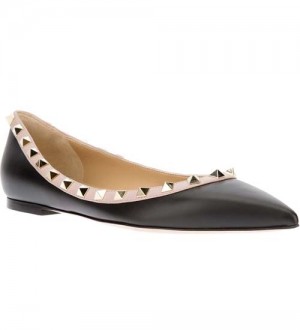 Valentino Garavani Black Rockstud Ballerina Flats