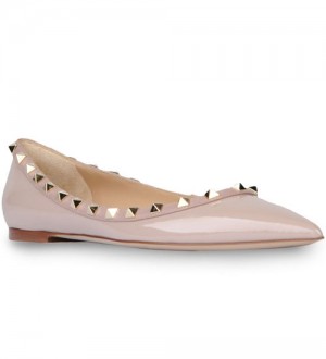 Valentino Garavani Poudre Rockstud Ballerina Patent Flats