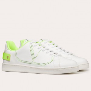 Valentino Men's Backnet VLOGO Sneakers With Lime Heel 