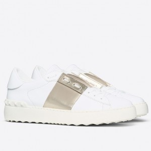 Valentino Garavani Metallic Open Sneaker Champagne