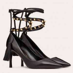 Valentino Rockstud Flair Pumps 85mm In Black Lambskin