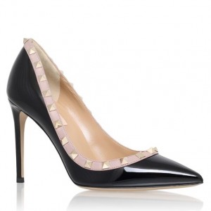 Valentino Rockstud Black 100MM Patent Pumps