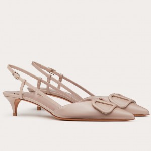 Valentino Vlogo Slingback 40mm Pumps In Poudre Leather