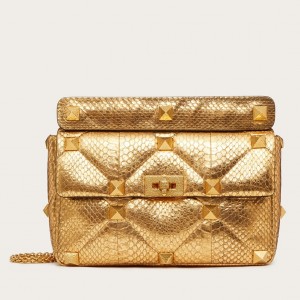 Valentino Large Roman Stud Chain Bag In Elaphe Skin