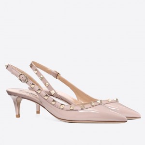 Valentino Poudre Patent Rockstud Slingback Pump 50mm