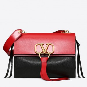 Valentino Garavani Red/Black Medium VRing Shoulder Bag