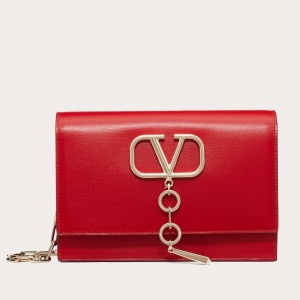 Valentino Vcase Small Chain Bag In Red Calfskin