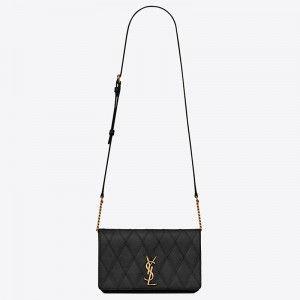 Saint Laurent Angie Chain Bag In Black Diamond Lambskin 