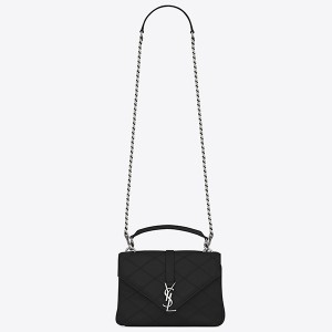Saint Laurent Medium College Bag In Black Matelasse Leather