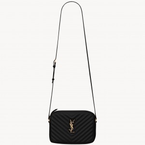 Saint Laurent Lou Camera Bag in Black Quilted Calfskin