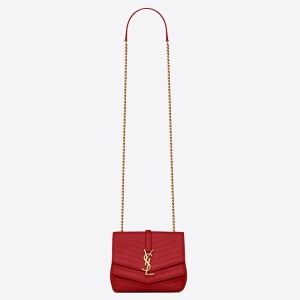 Saint Laurent Small Sulpice Bag In Red Matelasse Leather