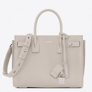 Saint Laurent Baby Sac de Jour Souple Bag In White Grained Leather