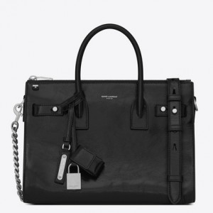 Saint Laurent Baby Sac De Jour Souple Duffle Bag In Black Moroder Leather