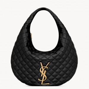 Saint Laurent Icare Hobo Bag in Black Quilted Nappa Leather