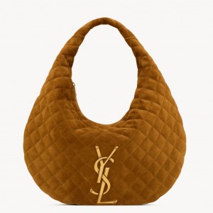 Saint Laurent Icare Hobo Bag in Brown Suede Calfskin