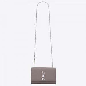 Saint Laurent Small Kate Bag In Fog Grained Leather