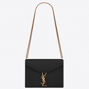 YVES SAINT LAURENT Cassandra Medium Monogram Clasp Shoulder Bag Black