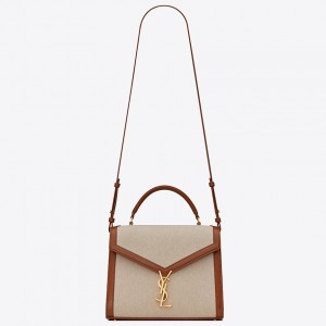 Saint Laurent Cassandra Medium Bag In Beige Canvas