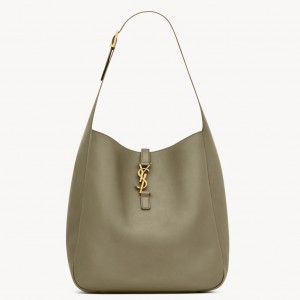Saint Laurent Le 5 À 7 Soft Large Shoulder Bag in Strong Moss Leather