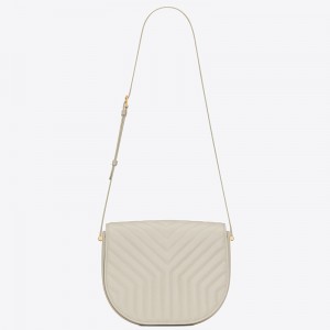 Saint Laurent Joan Satchel In White Y Quilted Leather