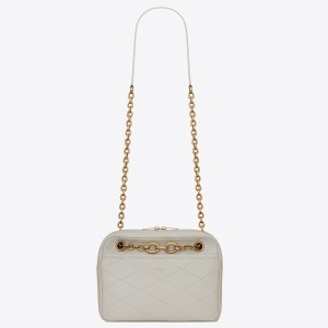 Saint Laurent Le Maillon Small Chain Bag In White Lambskin