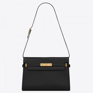 Saint Laurent Manhattan Baguette Bag In Black Leather