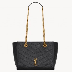 Saint Laurent Niki Small Shopping Bag in Black Vintage Calfskin