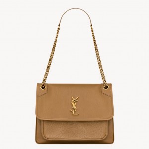 Saint Laurent Niki Medium Chain Bag in Dark Cork Grained Lambskin