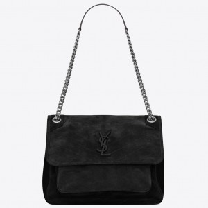 Saint Laurent Medium Niki Bag In Black Suede