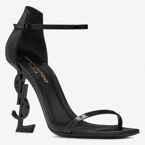 Replica Saint Laurent Tribute Sandals In Black Patent Leather